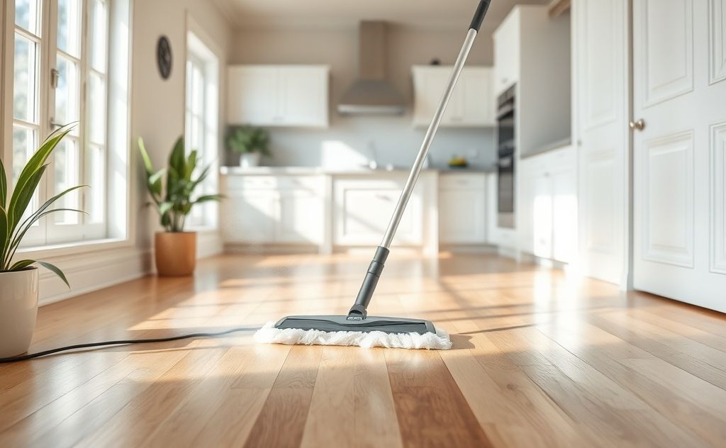 Vinegar steam mop cleaning solution concept