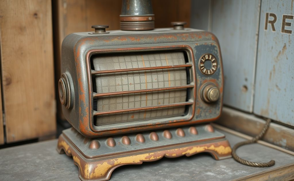 Vintage heater with rich patina and aging details