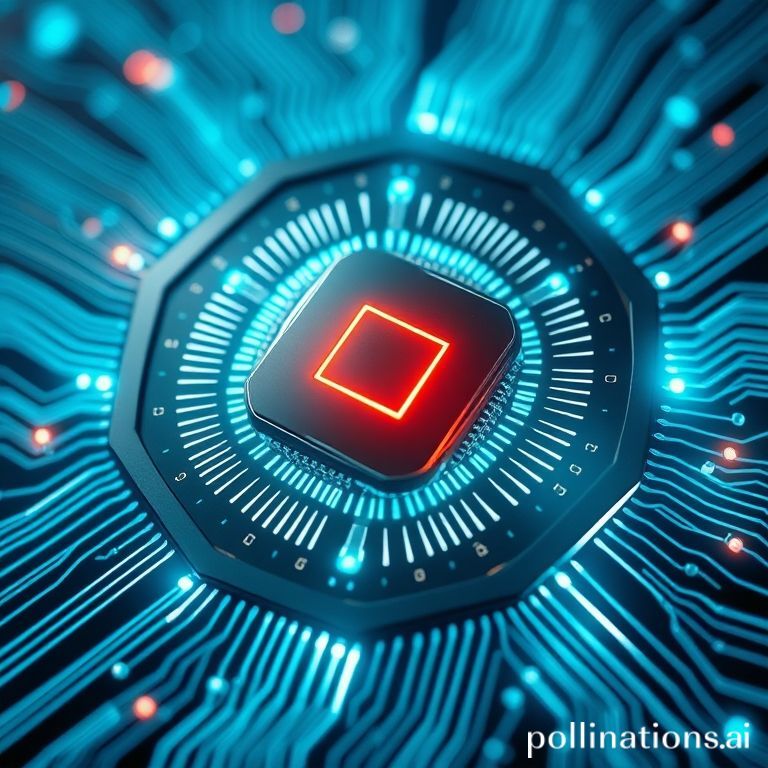 Render grafis abstrak dari sirkuit komputer yang rumit, melambangkan konektivitas dan kekuatan komputasi AI dalam skala besar.