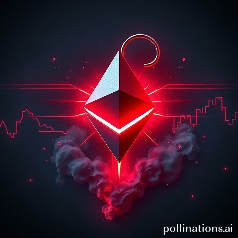 Gambar ilustrasi jam yang berdetak di atas logo Ethereum, menyimbolkan risiko tinggi akibat rekor leverage di pasar kripto.