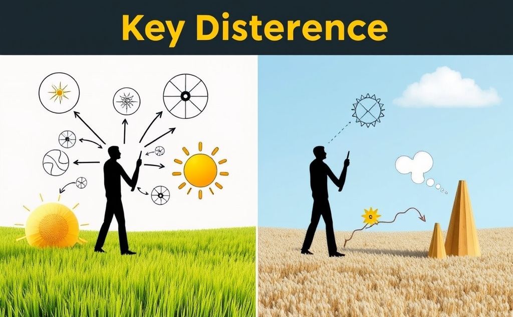 Visualize the key differences in concepts with a split image showcasing contrasting elements.