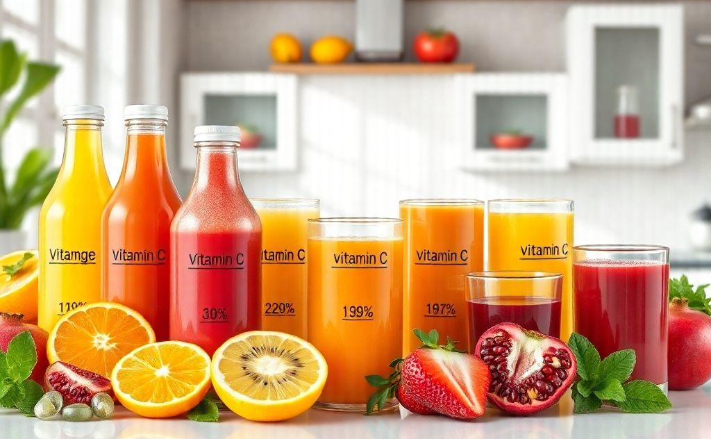 Vitamin C levels in various fruit juices
