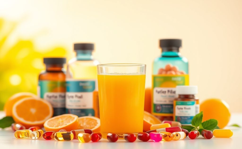 Vitamins and orange juice for better health boost