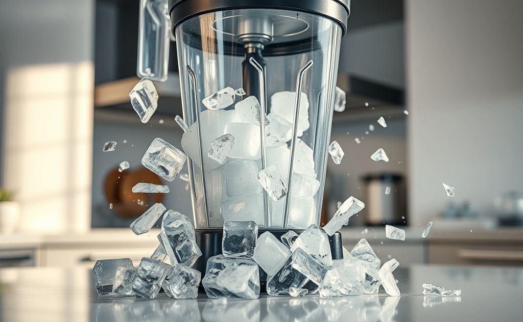Vitamix blender crushing ice in action
