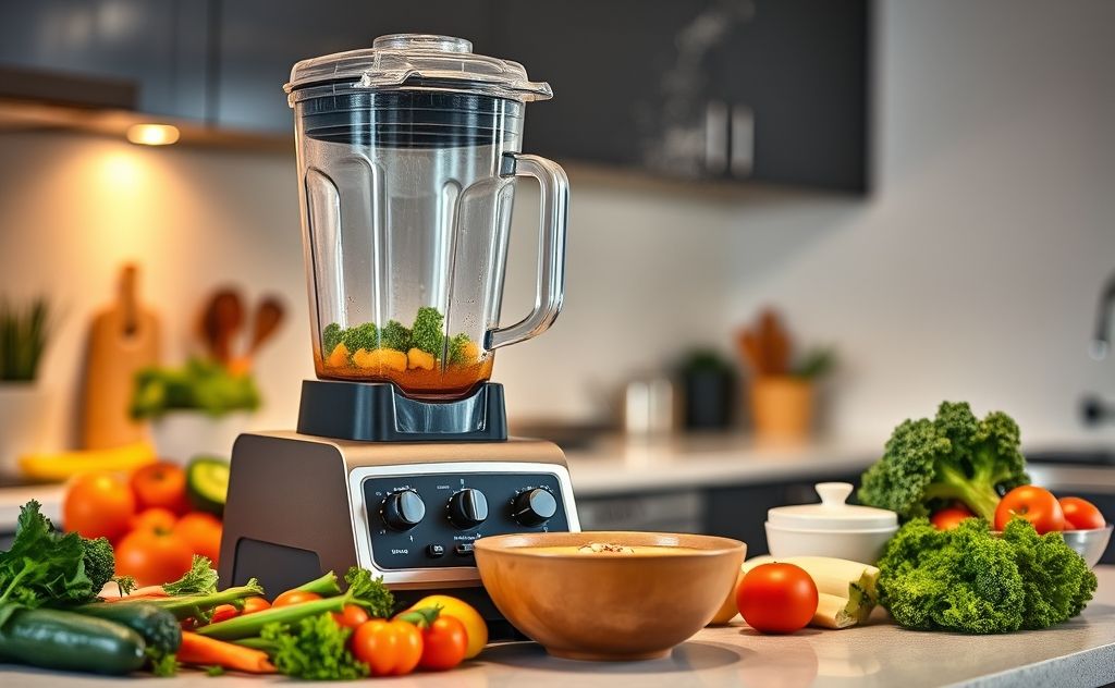 Vitamix blender heats soup for healthy meals