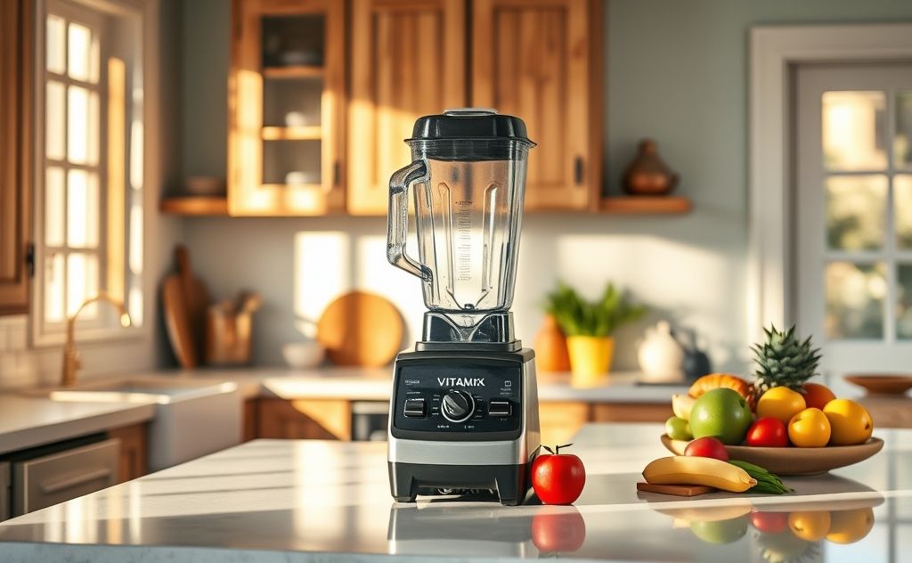 Vitamix blender in a peaceful kitchen setting