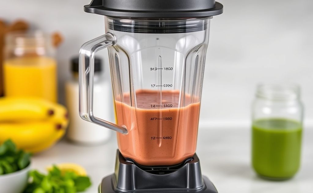 Vitamix blender in action making smoothies.
