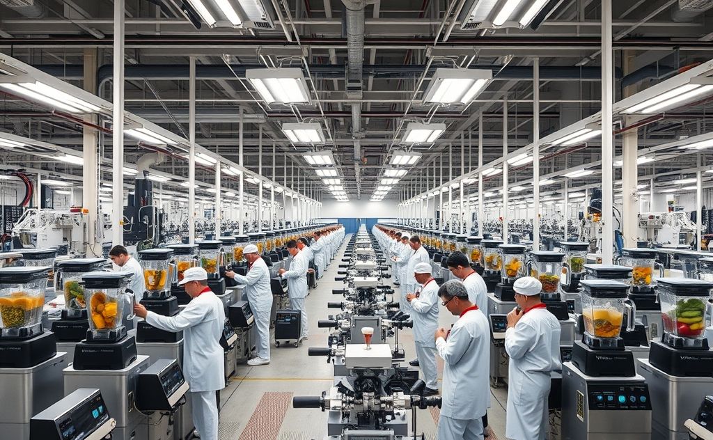 Vitamix factory with machines and workers