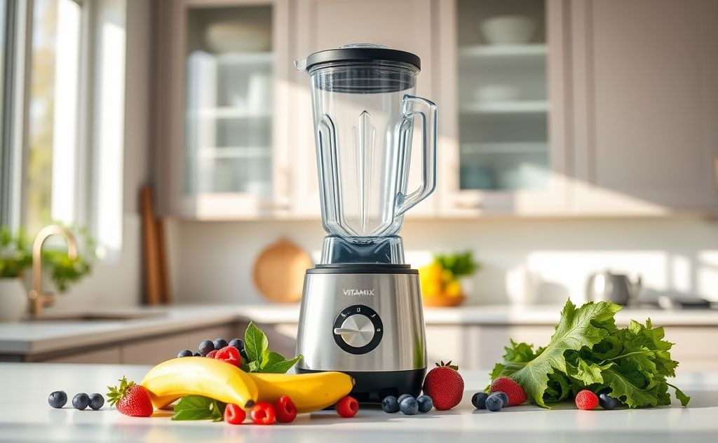 Vitamix single serve blender on a kitchen counter
