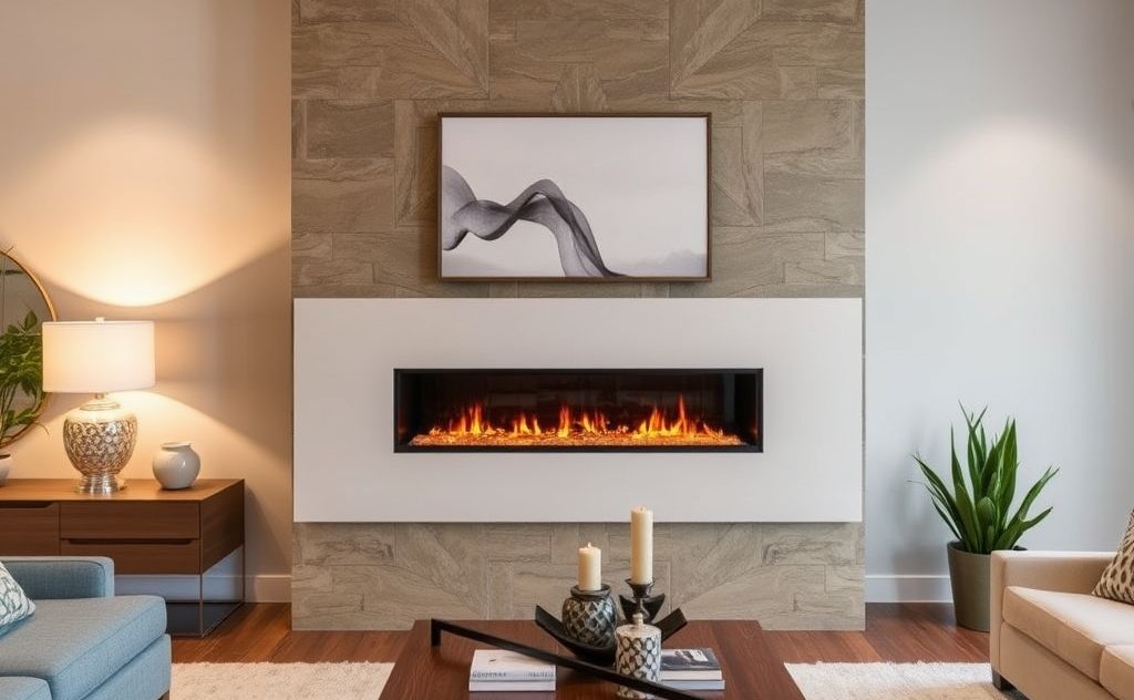 Wall treatments enhancing electric fireplace decor