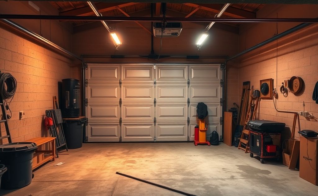 Warm garage workshop with infrared heating system