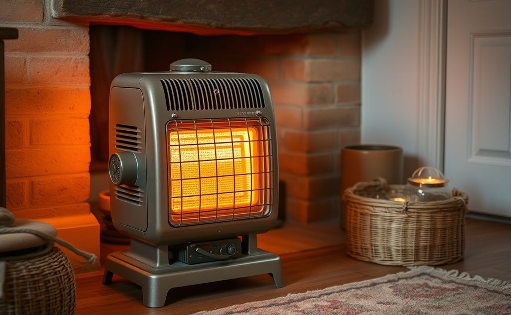 Warm vintage heater in a cozy room setting