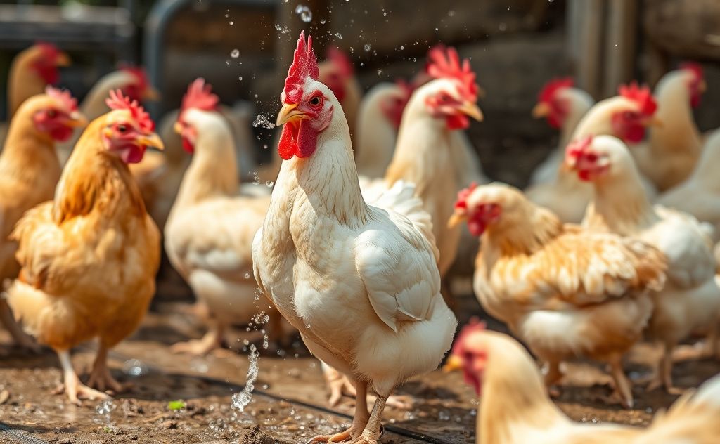 Water cools chickens during heat stress