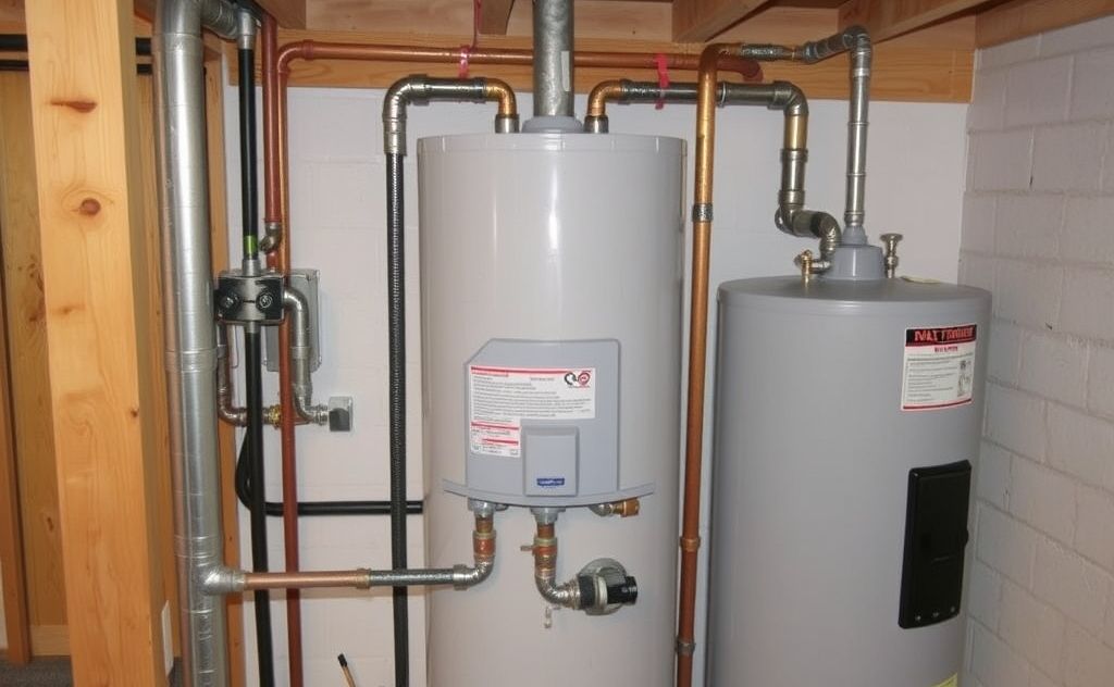 Water heater connections in a home setup