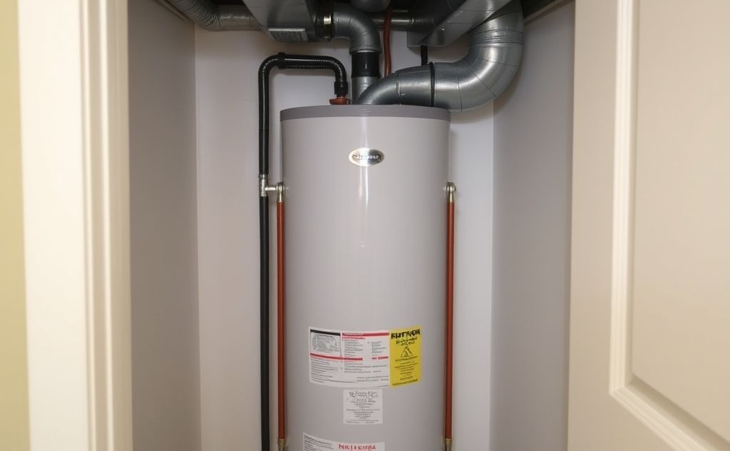 Water heater in small closet with ventilation system