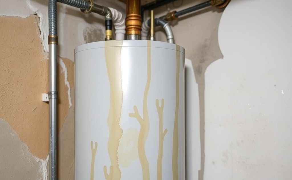 Water heater leaking, water damage risk