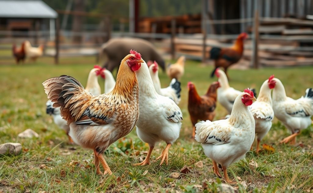 Weasel hunting chickens in a farm setting