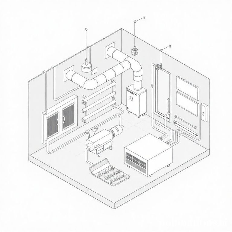 What are the essential components of a ducted central heater?