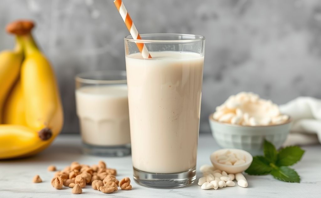 Whey protein shake with soy milk blend