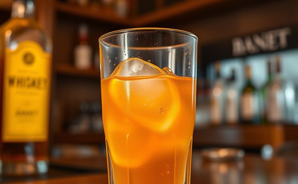 Whiskey mixed with orange juice in a glass.