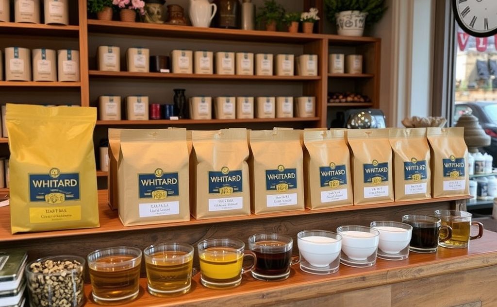Whittard Tea selection in a cozy shop setting
