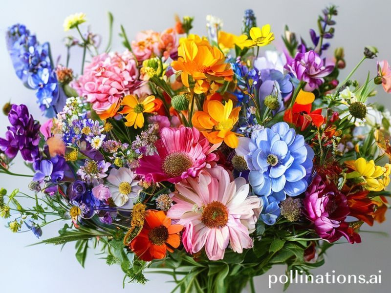 Vildblomsbukett med olika färgglada blommor