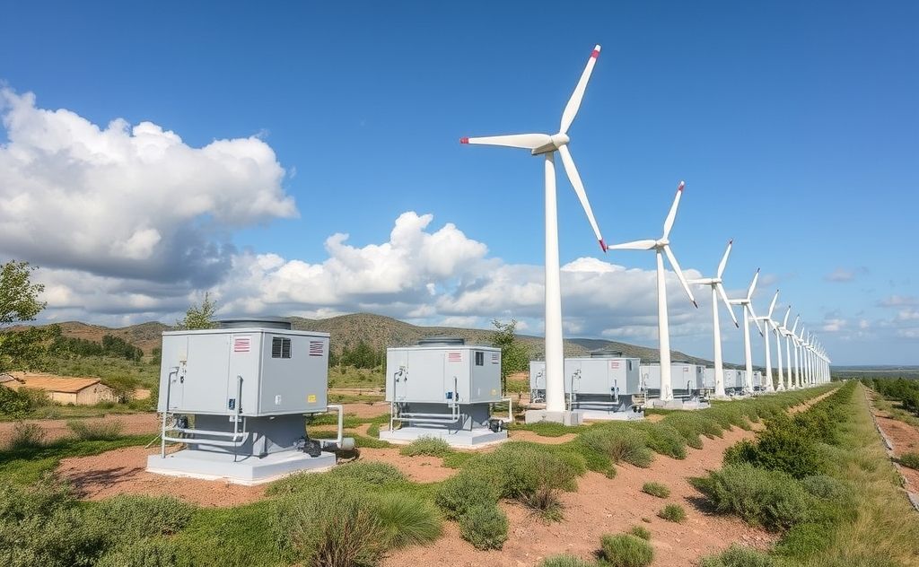 Wind turbines powering eco-friendly HVAC systems