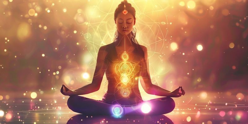 Lotus pozunda meditasyon yapan bir kadın