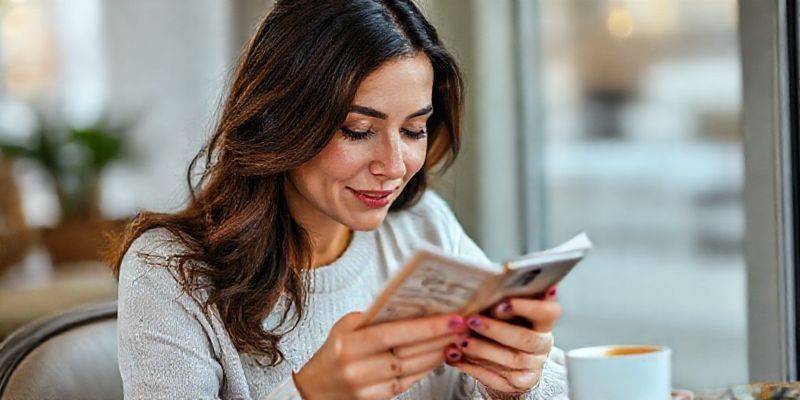 Kadın burç yorumu okuyor