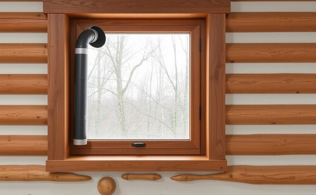 Wood stove pipe venting through window options