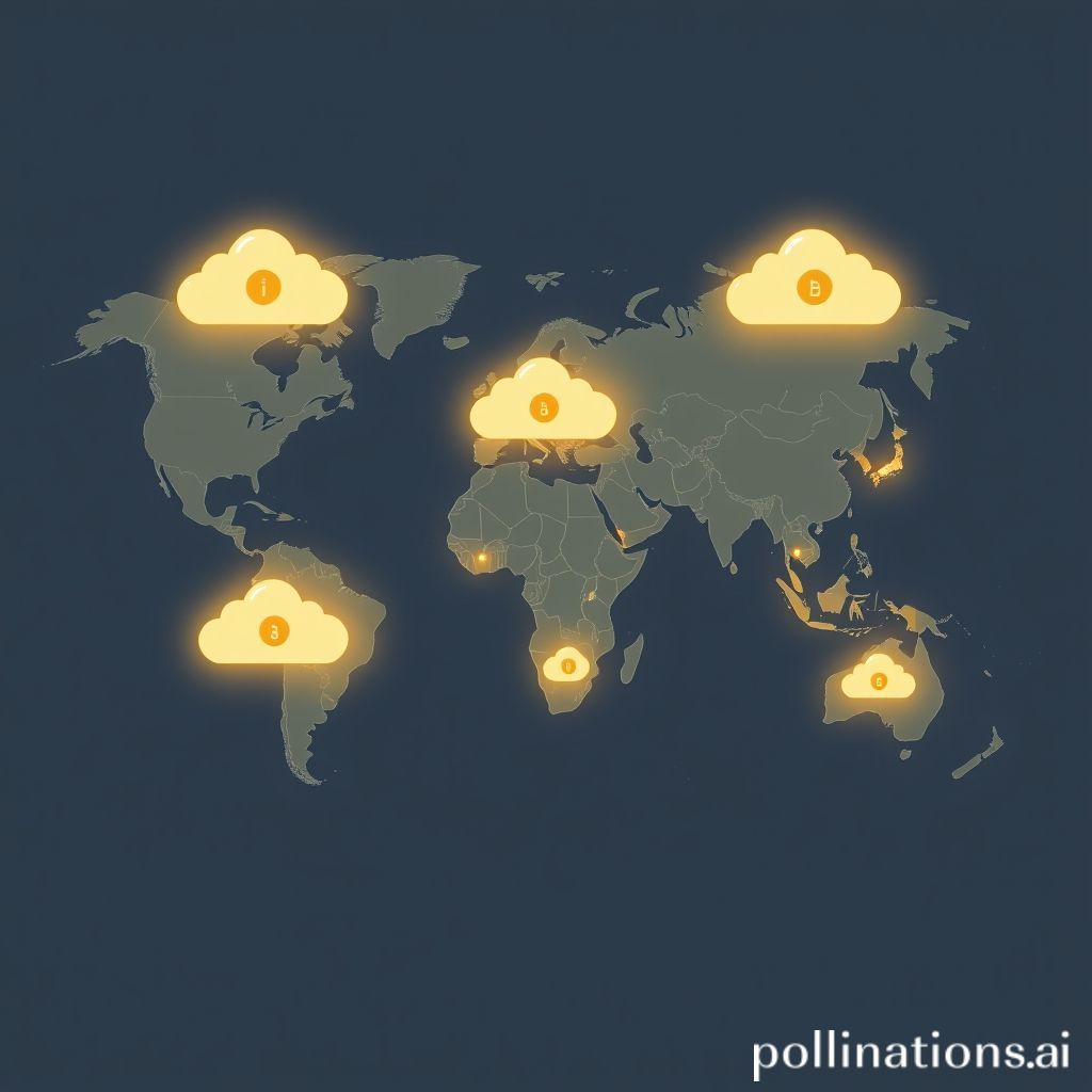 AI-generated world map with cloud regions highlighted