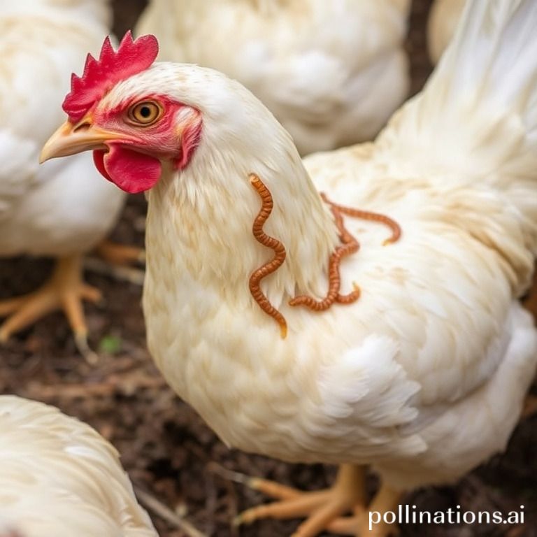 Worm-infected chicken symptoms.