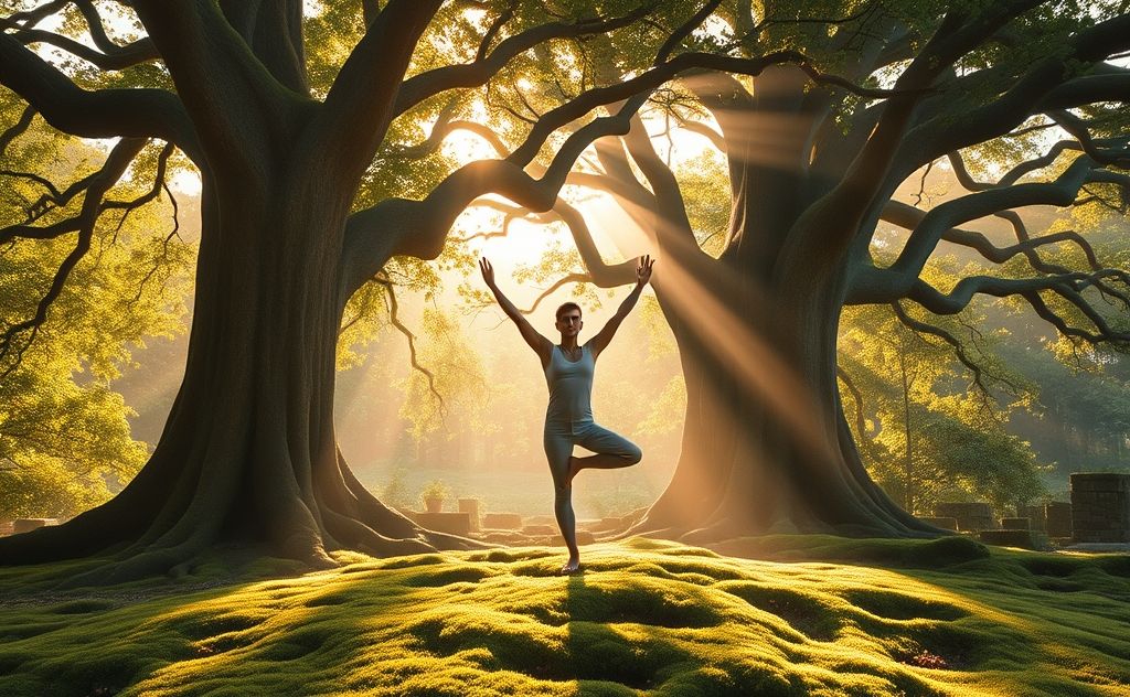 Yoga poses harmonizing with earth's natural elements