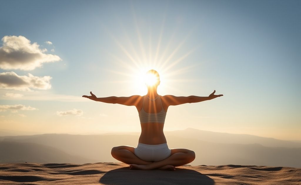 Yoga poses radiating inner light and harmony