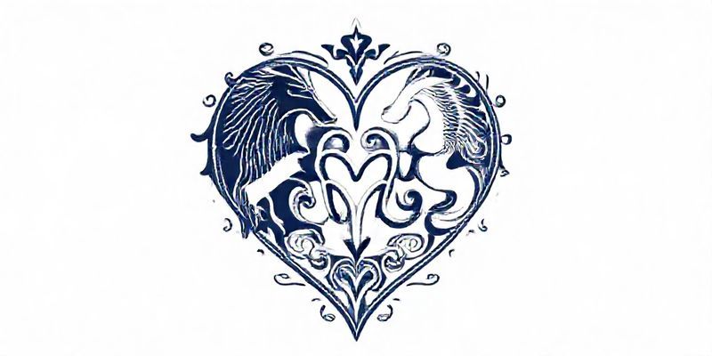 Zodiac symbols intertwined forming a heart