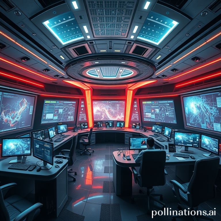 A futuristic software development command center, where a human oversees autonomous AI agents building code.