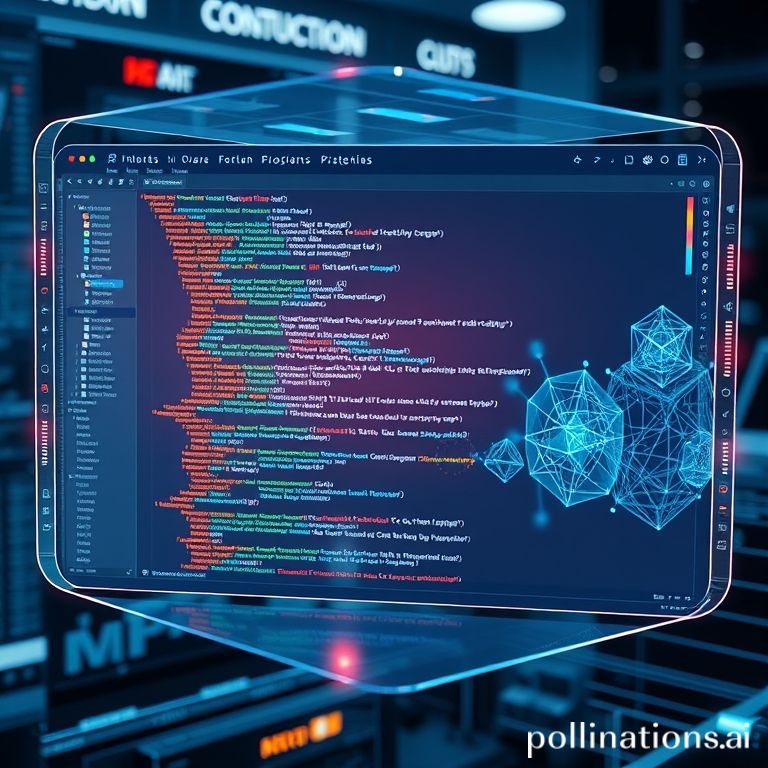 A futuristic IDE showing real-time code documentation and visualization.