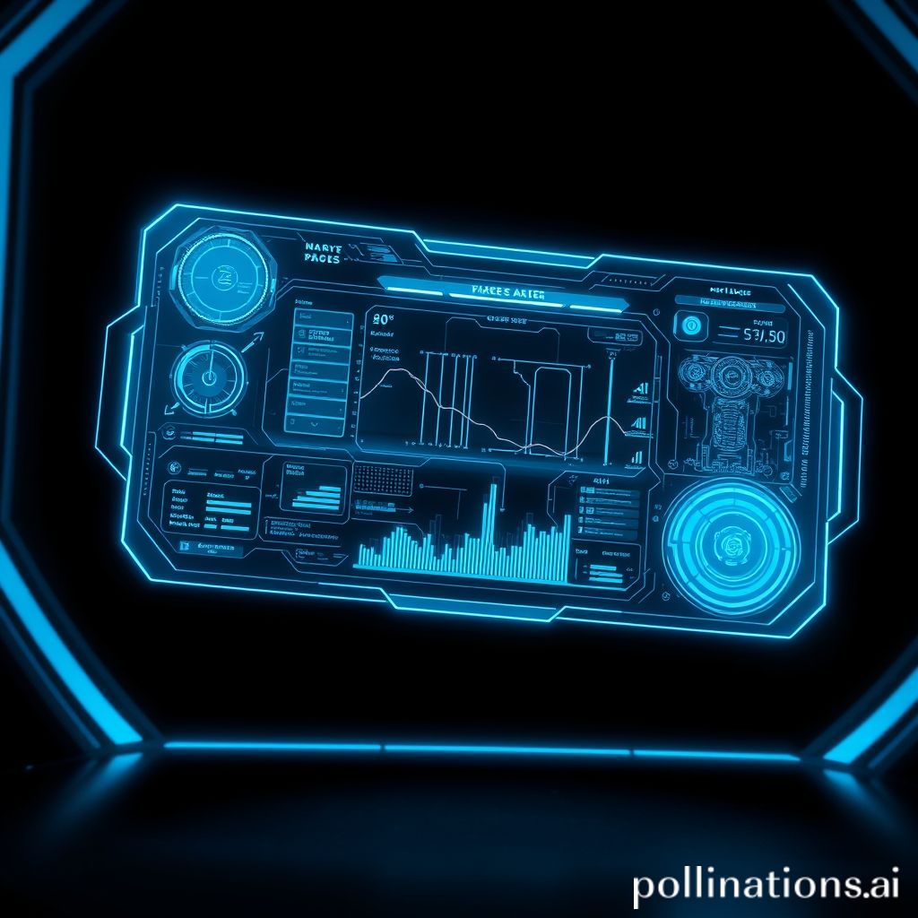 A futuristic holographic dashboard showing complex charts and graphs, representing AI analytics tools.