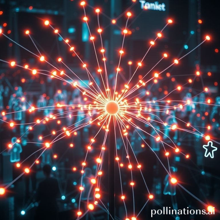 A network of interconnected people forming a collective intelligence.