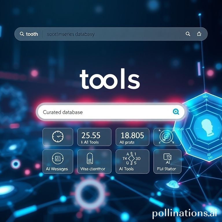 A futuristic interface for a curated AI tool database.
