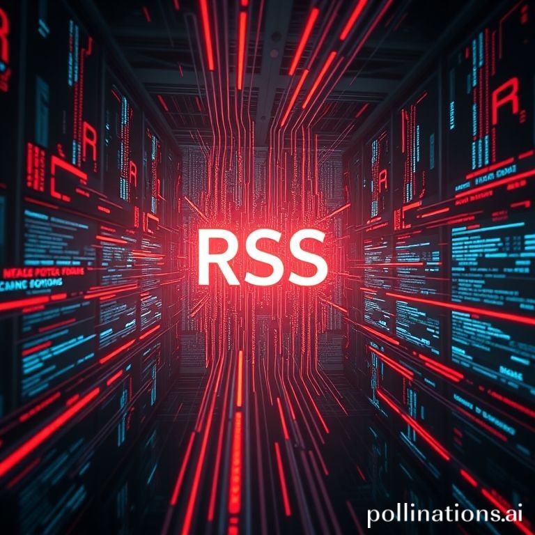 Abstract visualization of RSS feeds as flowing rivers of data, illustrating real-time information streams.