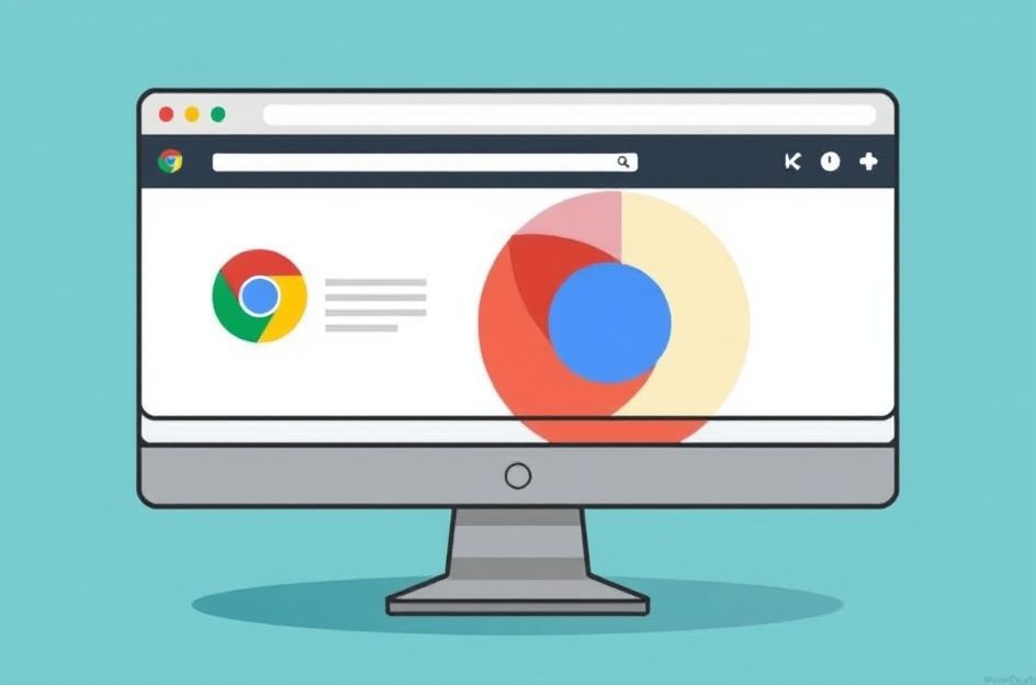 A stylized illustration showing a computer monitor displaying the Google Chrome browser. Overlaying the browser screen are several notification pop-ups, some of which are crossed out or faded, symbolizing the automatic disabling of notifications. A hand icon points towards a 'settings' or 'privacy' button. The overall mood is clean, modern, and focused on user control and reduced digital clutter.