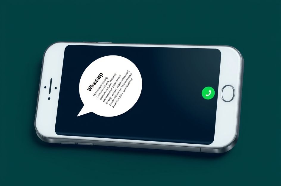 An illustration showing a smartphone screen displaying a WhatsApp chat. One message bubble is clearly in a foreign language (e.g., Japanese or Arabic script), and an overlay or a smaller pop-up window above it shows the translated version of that message in English or Indonesian. In the background, subtle global connection lines or a blurred world map symbolize international communication. The WhatsApp logo is subtly integrated into the design. The style should be modern, clean, and digitally rendered.