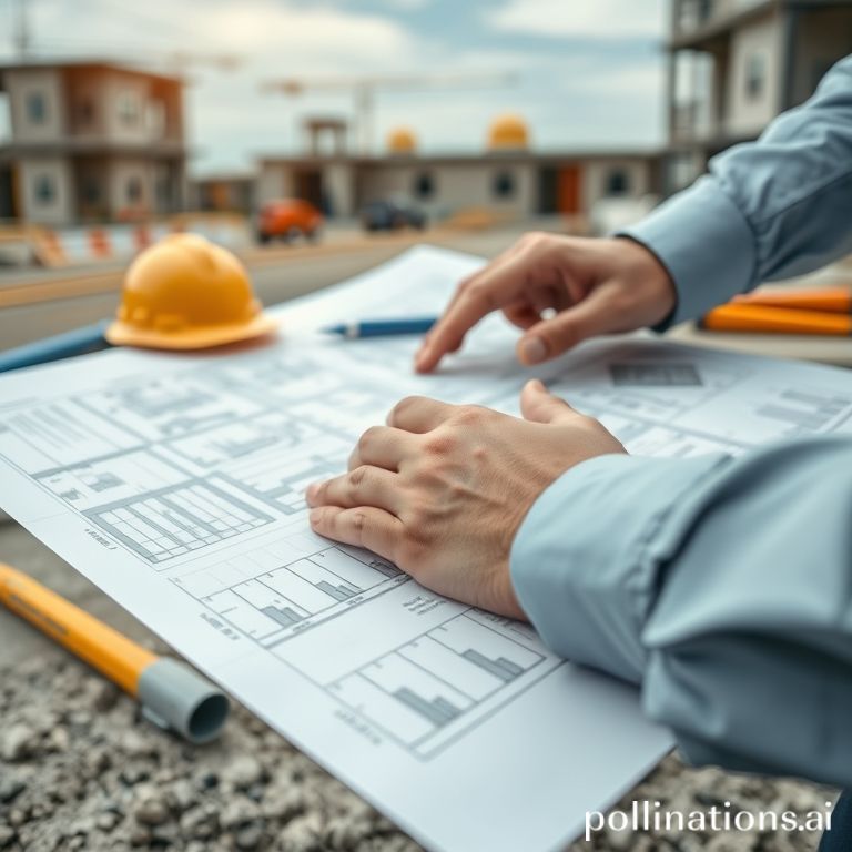 Arsitek meninjau gambar kerja