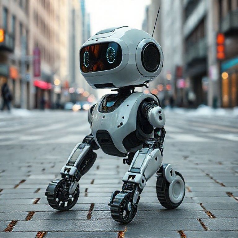 자율주행 로봇이 도시 환경에서 움직이는 모습