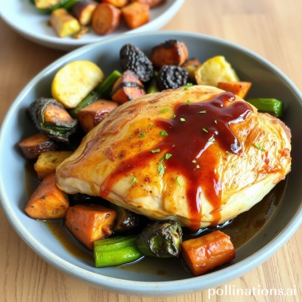 Balsamic glazed chicken with roasted vegetables