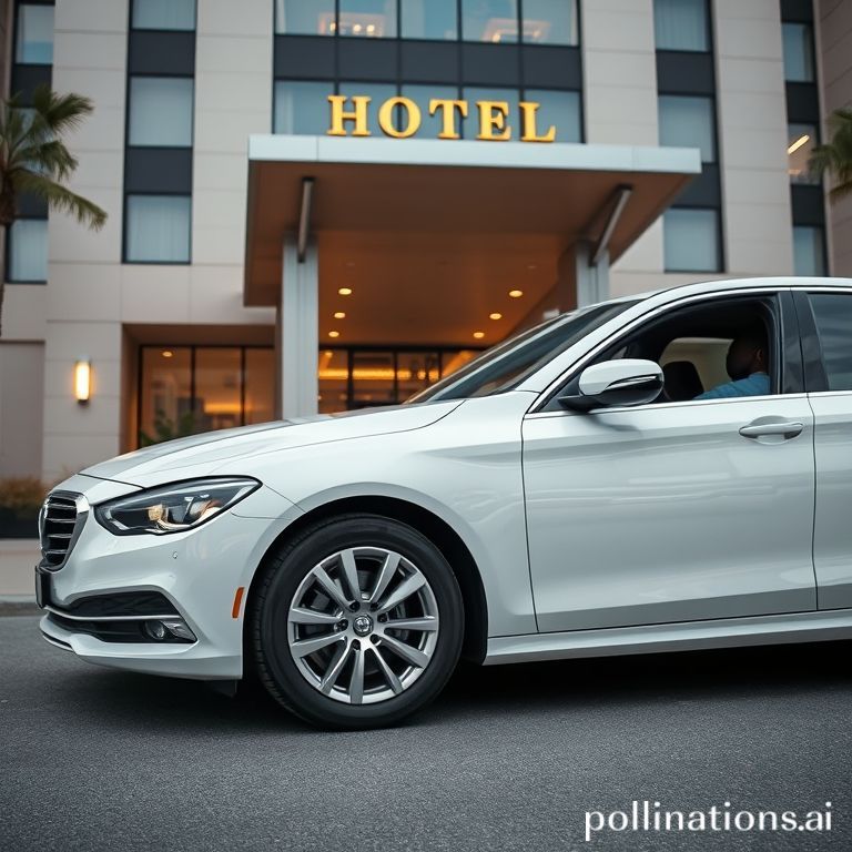 Sewa mobil dengan sopir di depan hotel