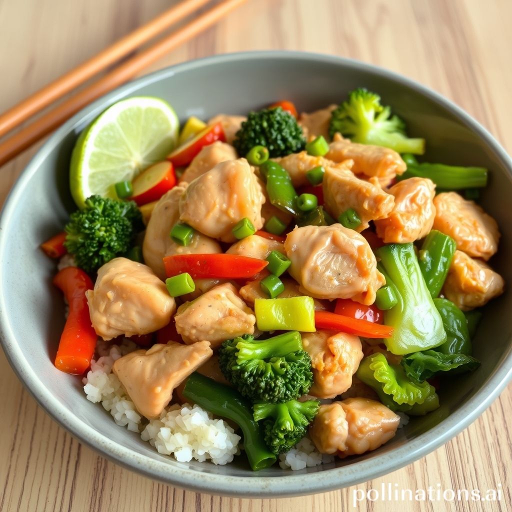Delicious chicken and vegetable stir-fry.
