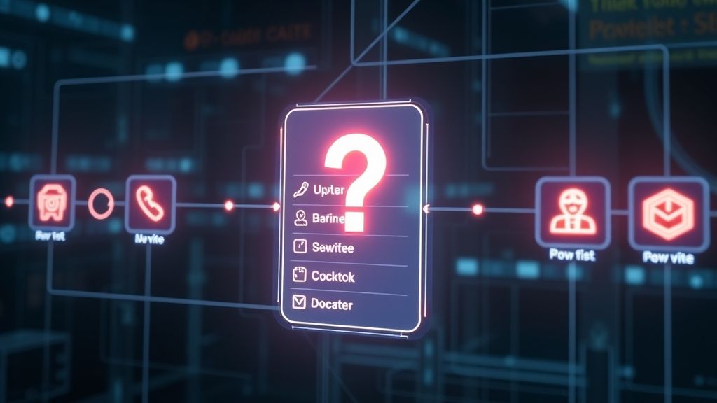 A holographic flowchart illustrating the process of a user's question being answered and ranked by a community.