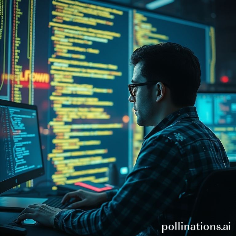 A developer of the future interacting with AI-powered code suggestions on a holographic display.